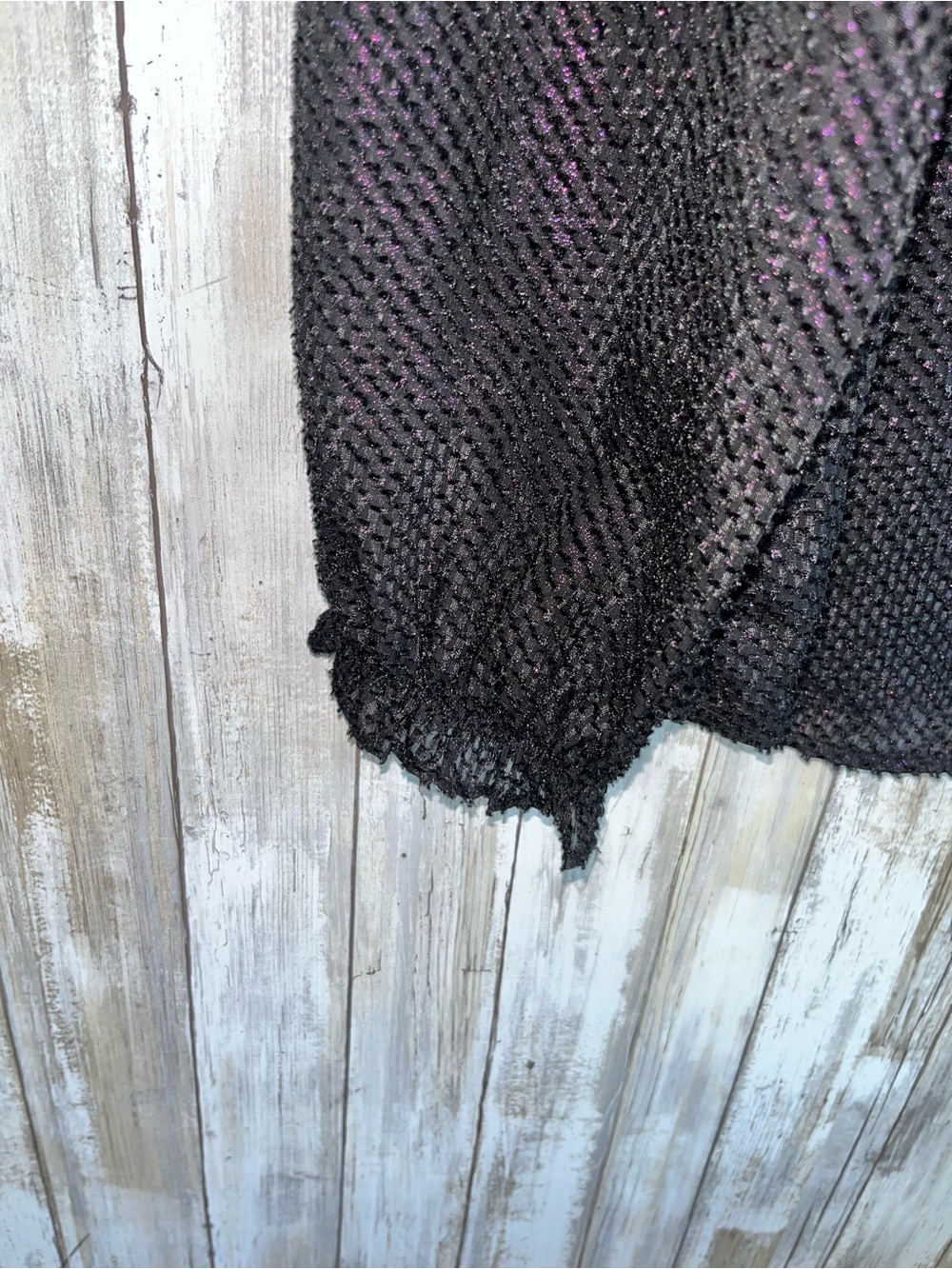 Current Air Black Textured Blouse Large Sheer Ruffle Neck Button Front Boho Top - Picture 3 of 6